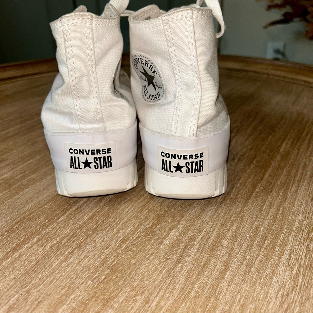 Converse Women's White Platform High-Tops - Picture 4 of 5